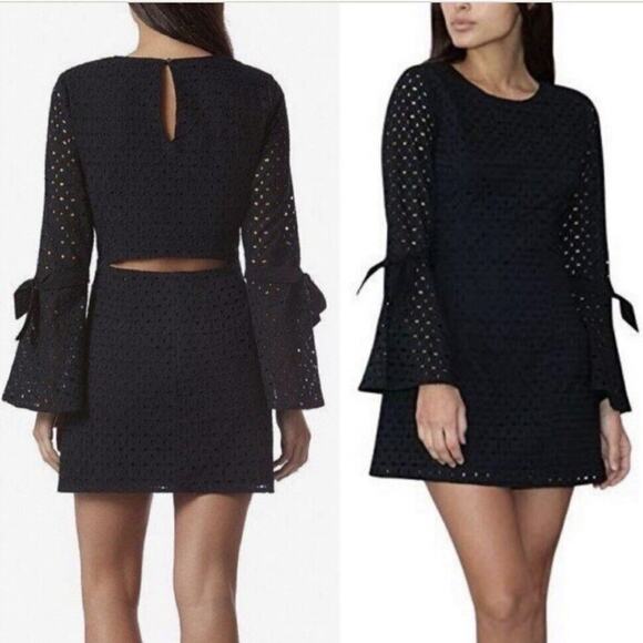 Anthropologie Dresses & Skirts - Anthropologie Avec Les Filles Black Bell Sleeve Cotton Eyelet Dress Size XS